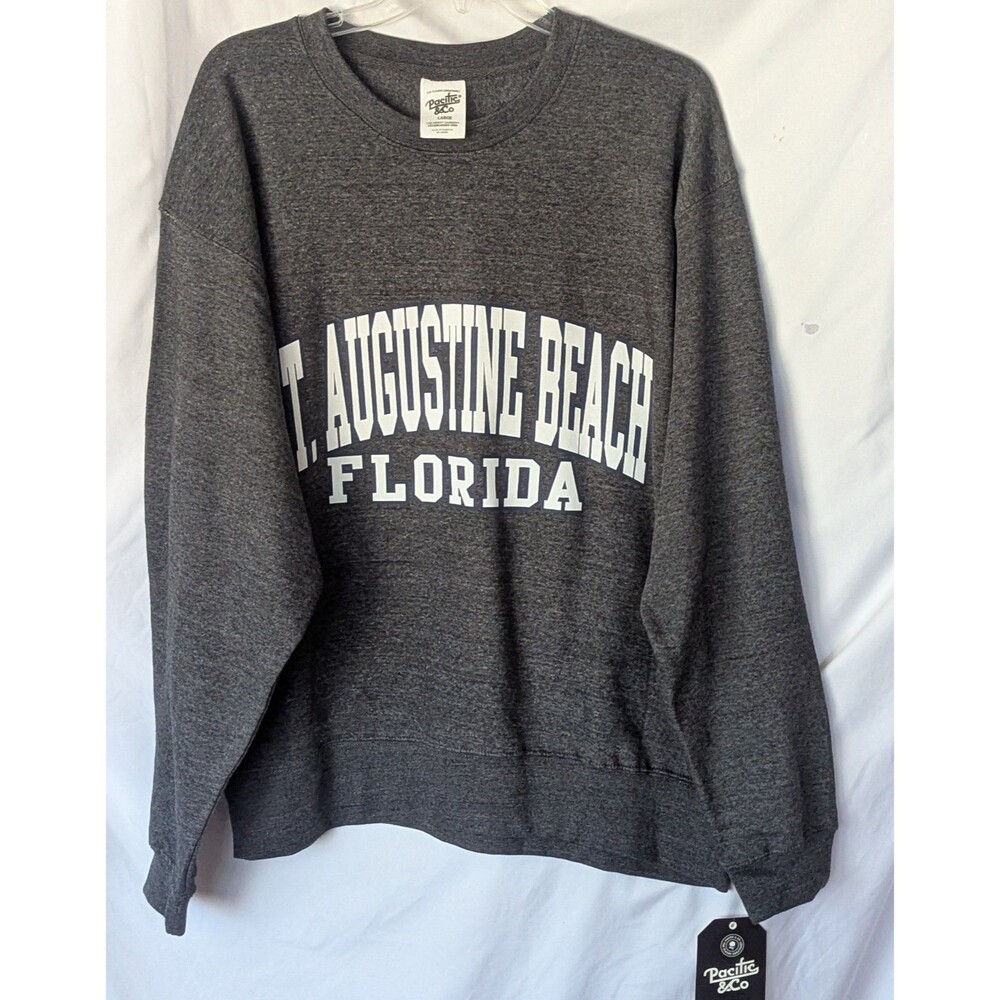 St Augustine Beach Florida, Pacific & Co Pullover Sweatshirt New Sz L
